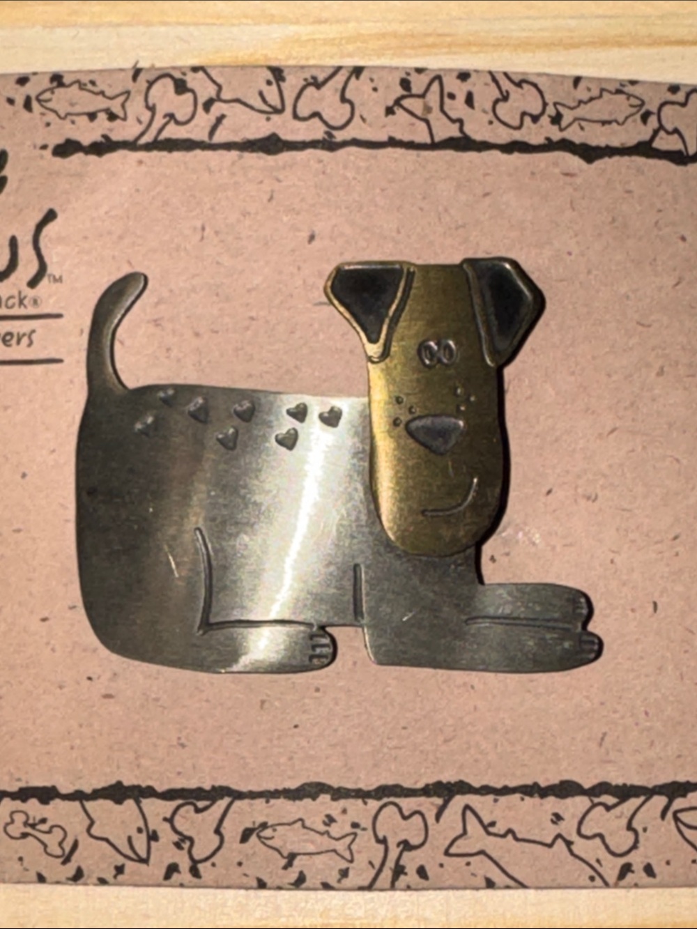 Just bepaws by Laid Back Two-Tone Brass Dog Pin in Antique Gold and Dark Accents